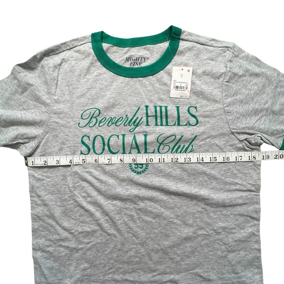 Mighty Fine Beverly Hills Gray Tee with Green Trim, M - Picture 4 of 4